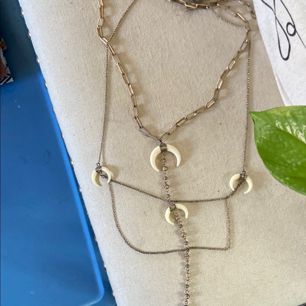 Elegant Gold and Cream Crescent Necklace